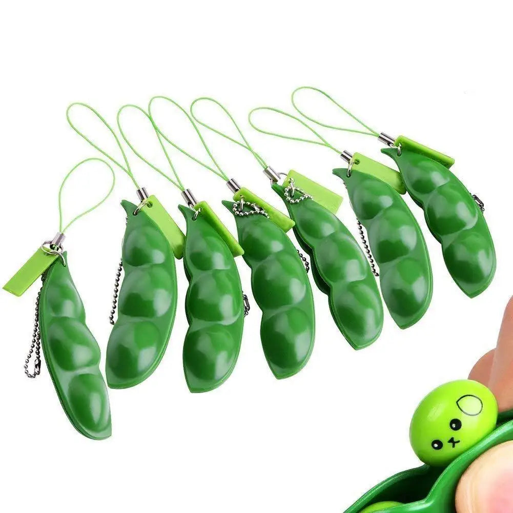 Fidget Toys Decompression Edamame Squishy Squeeze Peanuts Peas Beans Keychain Cute Stress Adult Toy Rubber Boys Xmas Gift