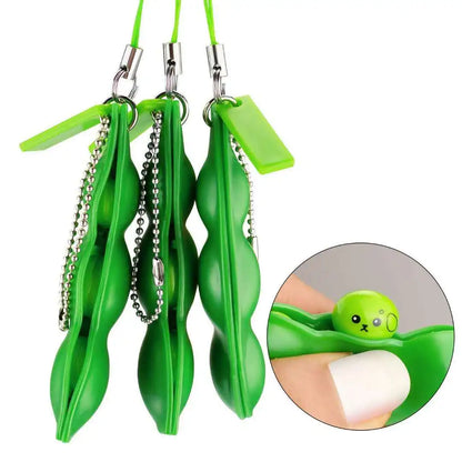 Fidget Toys Decompression Edamame Squishy Squeeze Peanuts Peas Beans Keychain Cute Stress Adult Toy Rubber Boys Xmas Gift