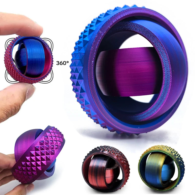 New 3D Printed Rotating Ball Toy O-Shaped Universal Fingertip Gyroscope Gravity Rotation Anxiety Relief Decompression Cool Toy