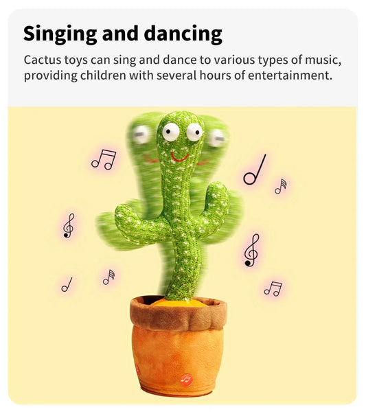 [Dancing & Singing Cactus] Interactive Record and Speak Musical Toy for Kids