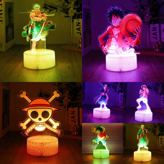 One Piece Anime Figures Luffy  Zoro 3D LED Night Light – Perfect for Kids &amp; Anime Fans!