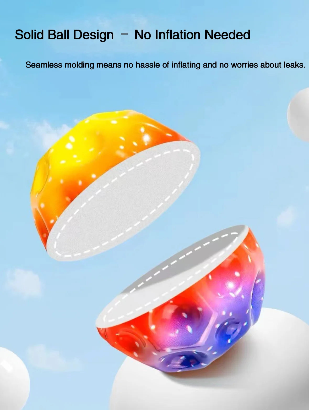 Soft Porous Bouncy Ball Moon Shape Anti-Drop Elastic Ball Indoor Toy for Kids Stress Relief Creative Gift Fun Play Ball