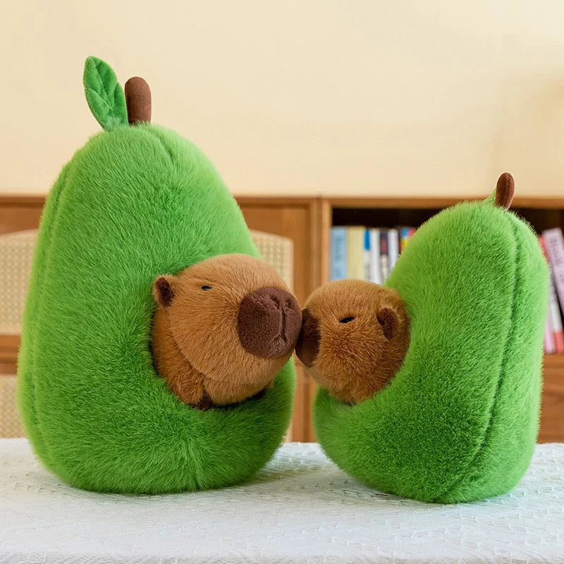 Adorable Capybara In Avocado Plushie Soft Fuzzy Plush Pig Hide In Adorable Plush Capibara Toy Throw Pillow Birthday Gift