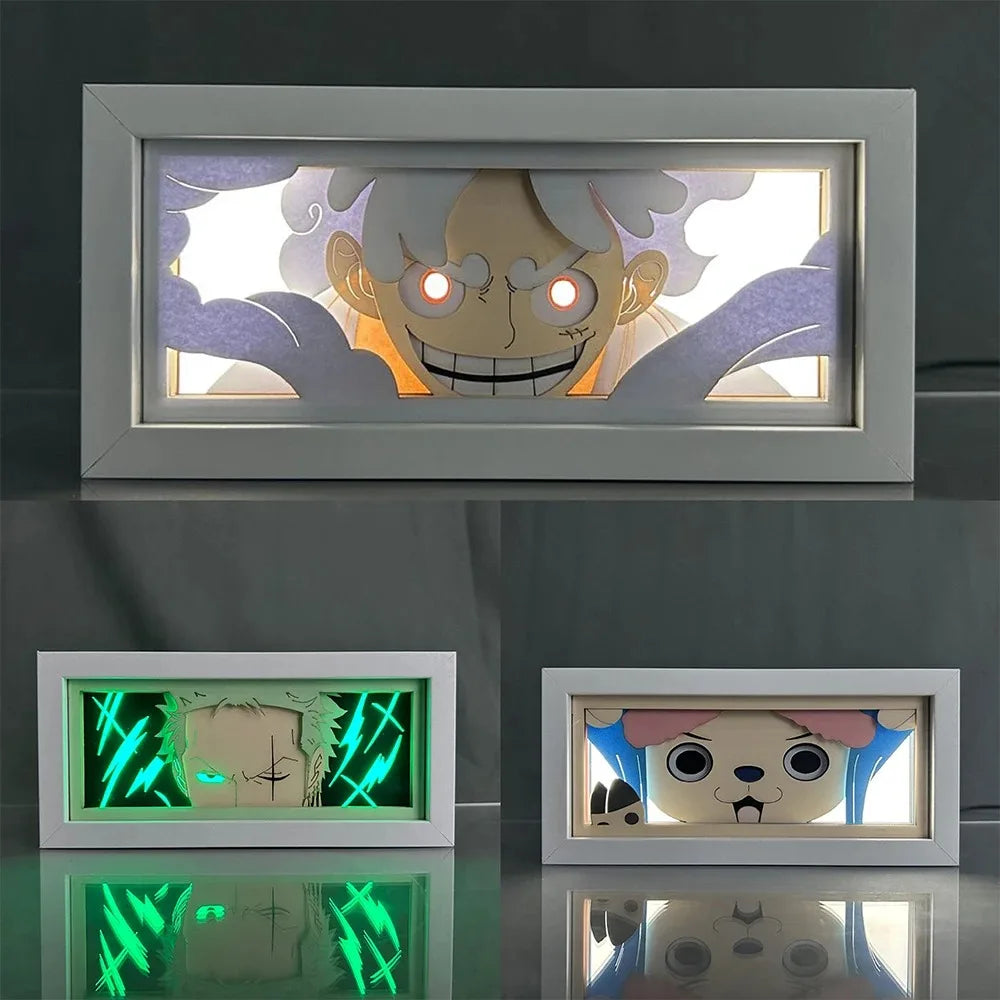 Piece Roronoa Zoro Roronoa Zoro Nika Luffy Sanji 3d Anime Led Light Box Paper Carving Light Night Lamp Room Decora