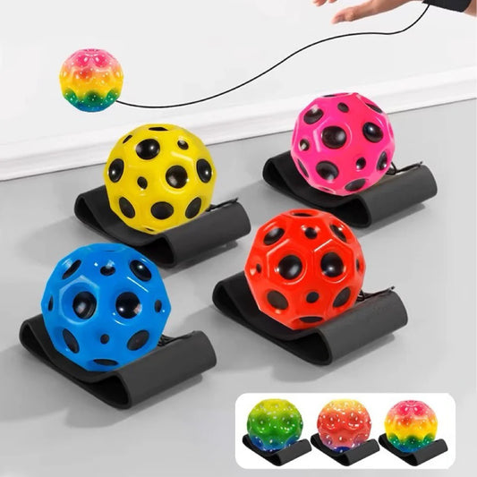 Soft Porous Bouncy Ball Moon Shape Anti-Drop Elastic Ball Indoor Toy for Kids Stress Relief Creative Gift Fun Play Ball