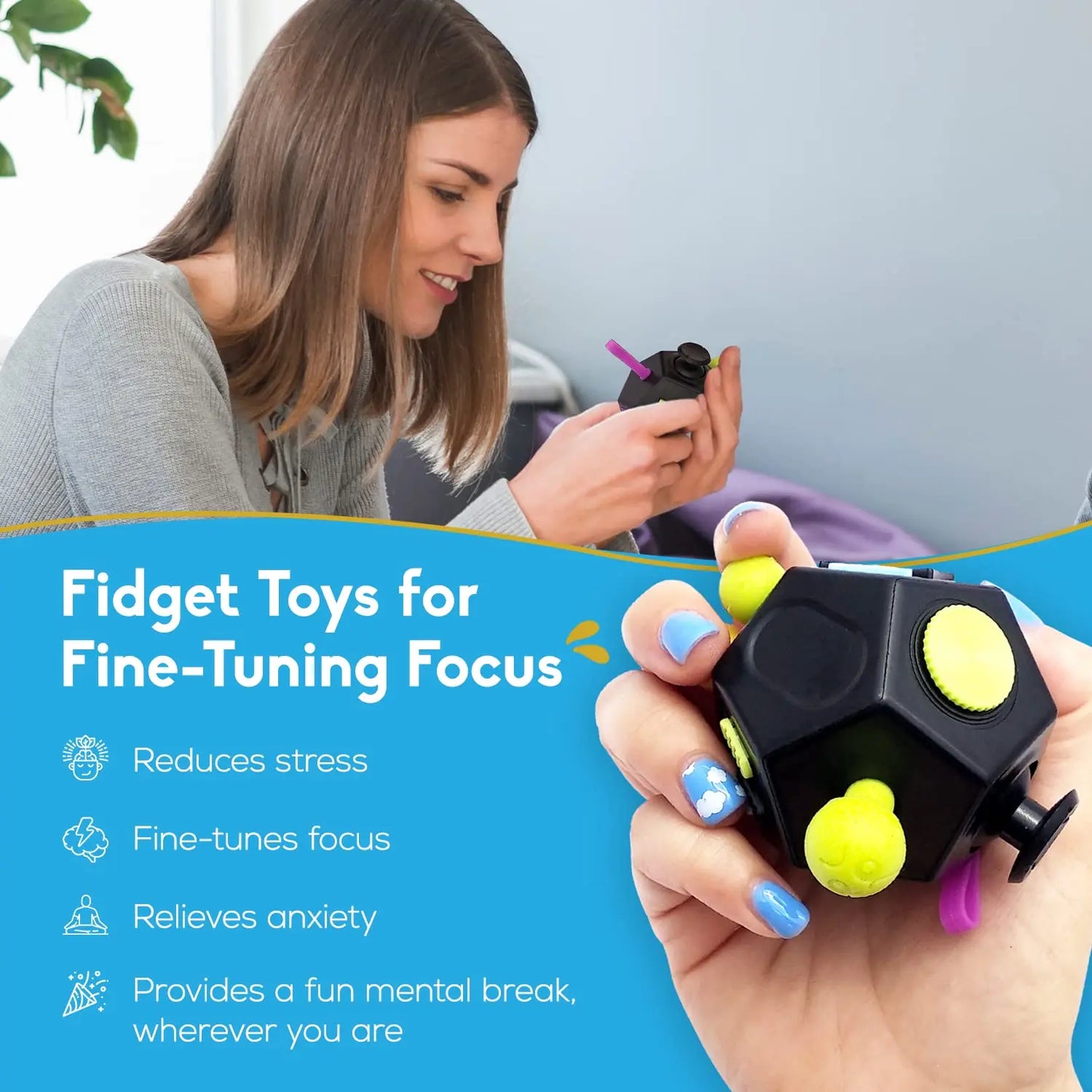 [12 Sides Magic Fidget] - Stress Anxiety Pressure Relieving fidget toys