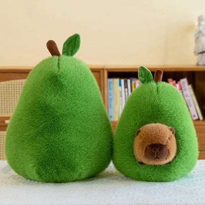 Adorable Capybara In Avocado Plushie Soft Fuzzy Plush Pig Hide In Adorable Plush Capibara Toy Throw Pillow Birthday Gift