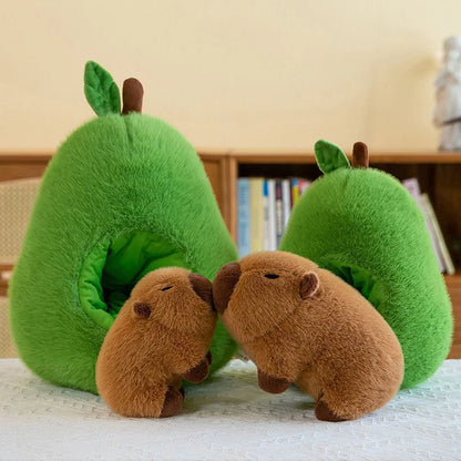 Adorable Capybara In Avocado Plushie Soft Fuzzy Plush Pig Hide In Adorable Plush Capibara Toy Throw Pillow Birthday Gift