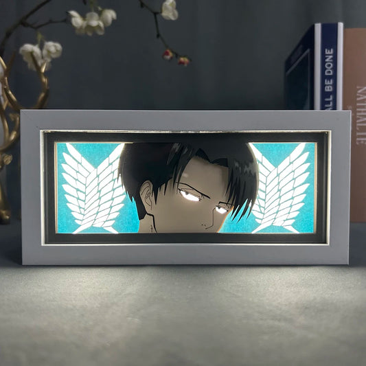 Paper Cut Shadow Lightbox Attack On Titan Room Decorations For Men Manga Desk Lamp Levi Face Eyes Anime Decor Gift For Boyfriend