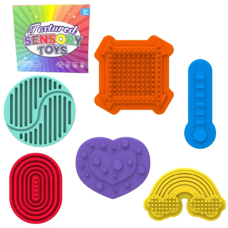 Fidget Toys Adults Sensory Silicone Stone 6PCS Textured for Autism Kids Calming Down Fidget Stress Relief Fingers Activity  Toys