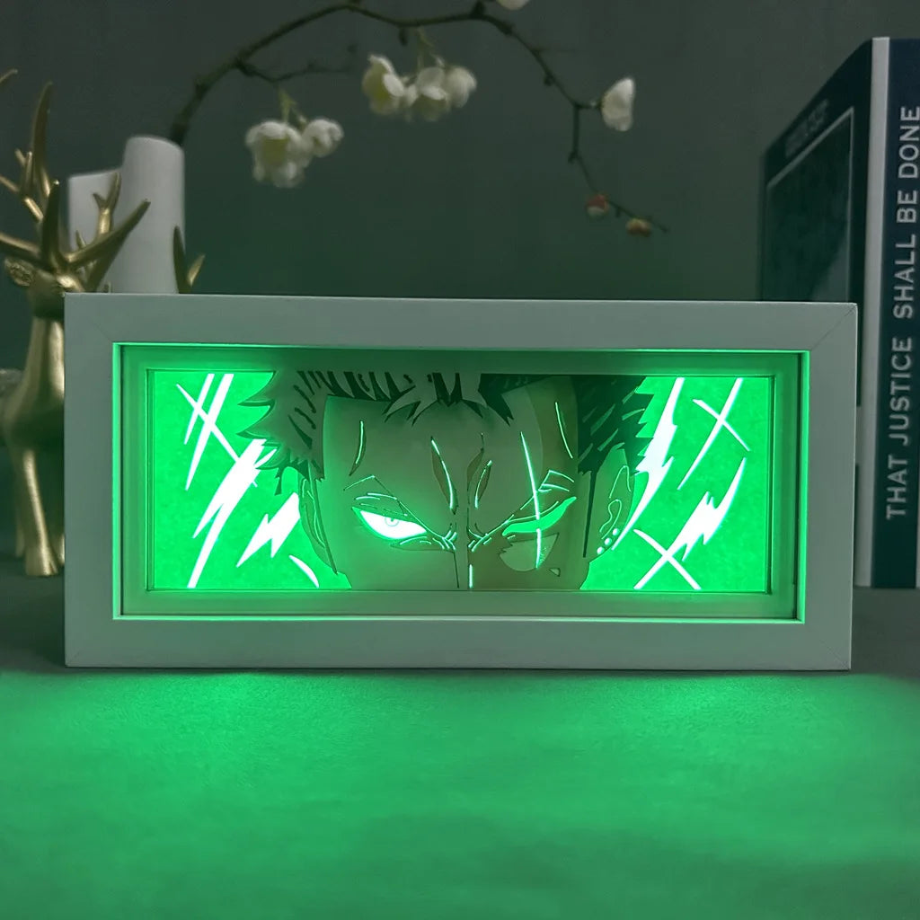 Piece Roronoa Zoro Roronoa Zoro Nika Luffy Sanji 3d Anime Led Light Box Paper Carving Light Night Lamp Room Decora