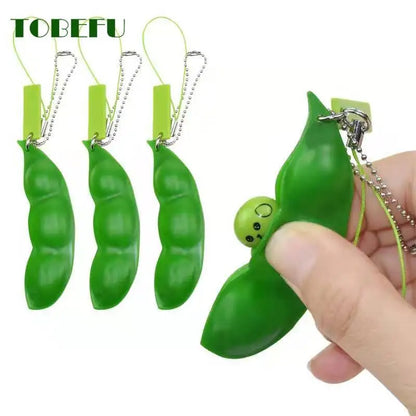 Fidget Toys Decompression Edamame Squishy Squeeze Peanuts Peas Beans Keychain Cute Stress Adult Toy Rubber Boys Xmas Gift