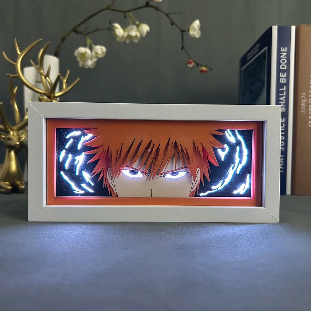 Bleach Led Light Box For Bedroom Decoration Paper Cut Shadow Box Anime Lightbox Ichigo Kurosaki Birthday Gift Bedside Night Lamp