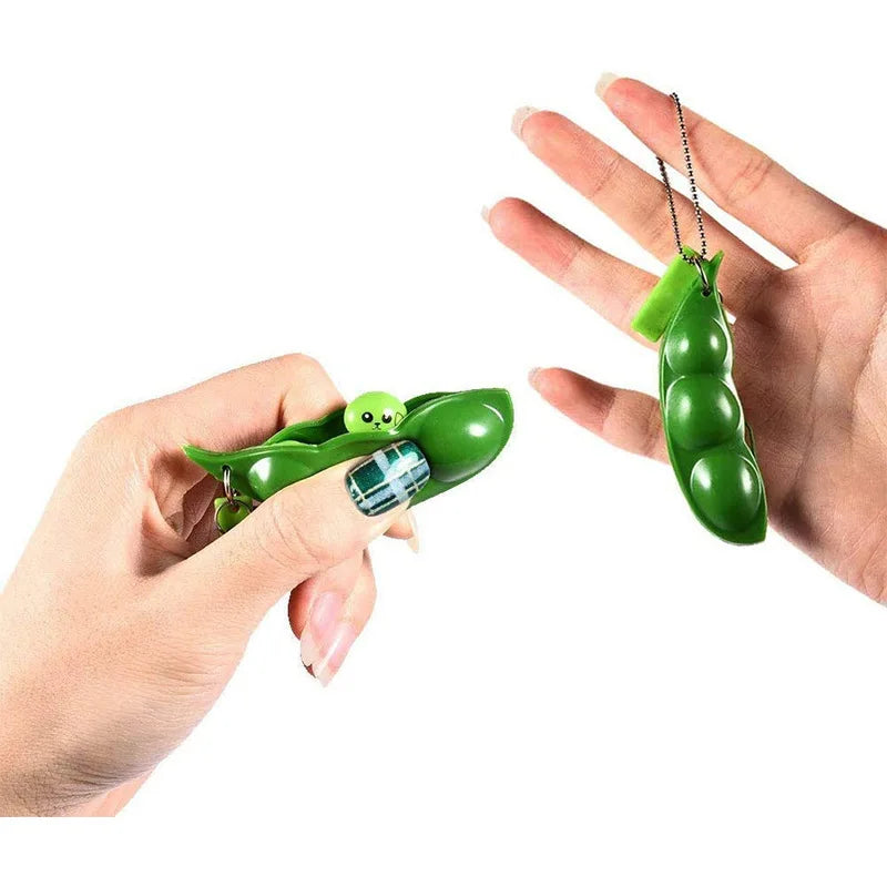 Fidget Toys Decompression Edamame Squishy Squeeze Peanuts Peas Beans Keychain Cute Stress Adult Toy Rubber Boys Xmas Gift