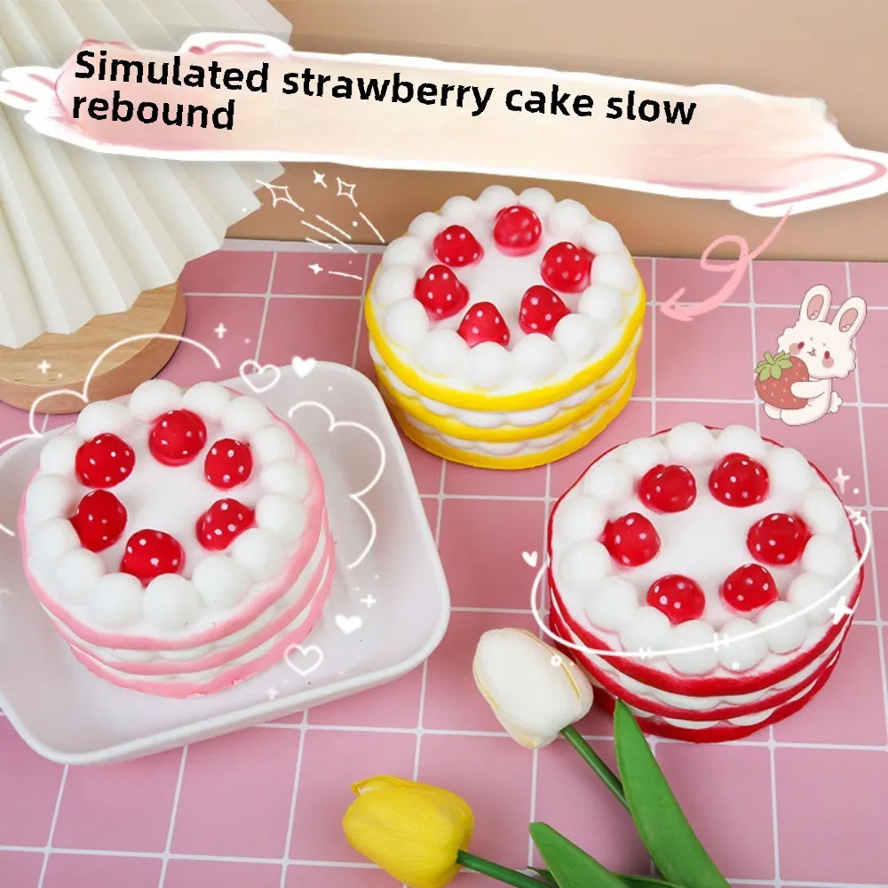 Squishy Jumbo Simulation Strawberry Birthday Cake Squishies PU Slow Rising Fun Squeeze Healing Toy Relieve Stress Toys for Kids