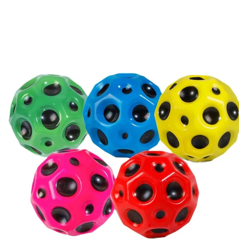 High Resilience Hole Ball Soft Bouncy Ball Anti-fall Moon Shape Porous Bouncy Ball Kids Indoor Outdoor Toy Ergonomic Design 1PC