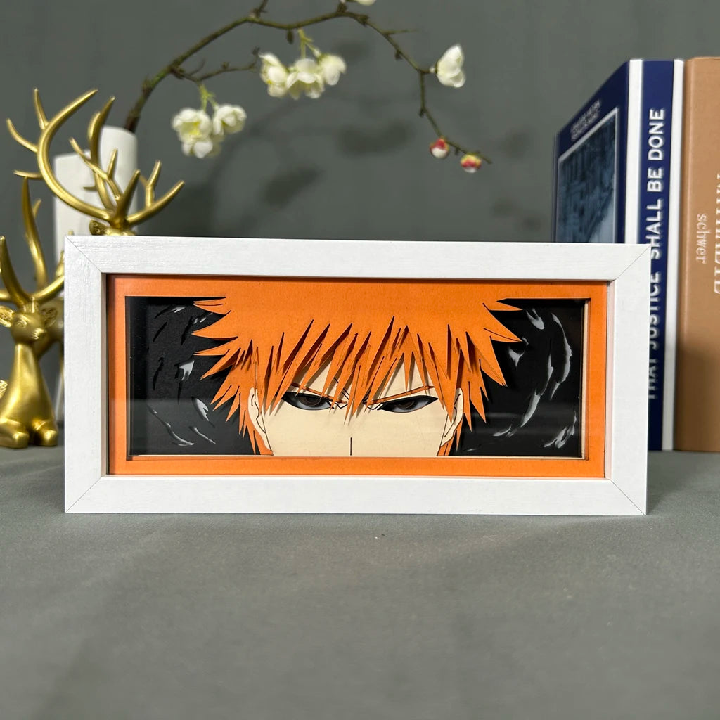 Bleach Led Light Box For Bedroom Decoration Paper Cut Shadow Box Anime Lightbox Ichigo Kurosaki Birthday Gift Bedside Night Lamp